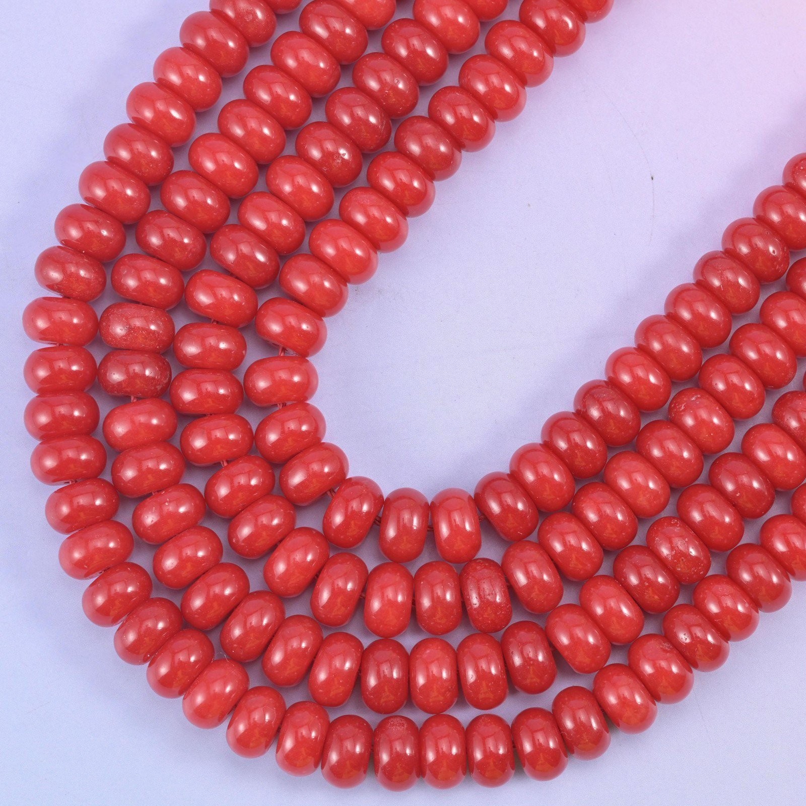 Red Dyed Jade Smooth Rondelle Beads Jewelry Making Size 5x8mm 15″ Strand