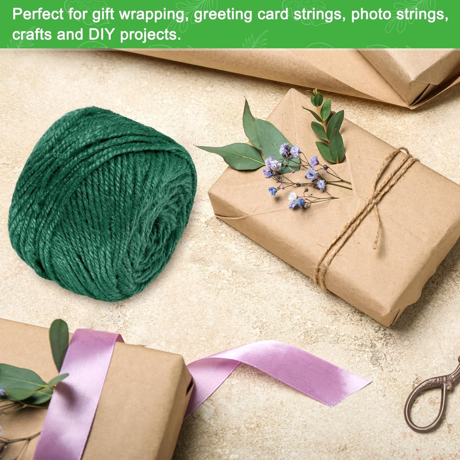 Natural Jute Twine String 3mm x 328ft – Durable Garden Twine for Crafts & Gift W