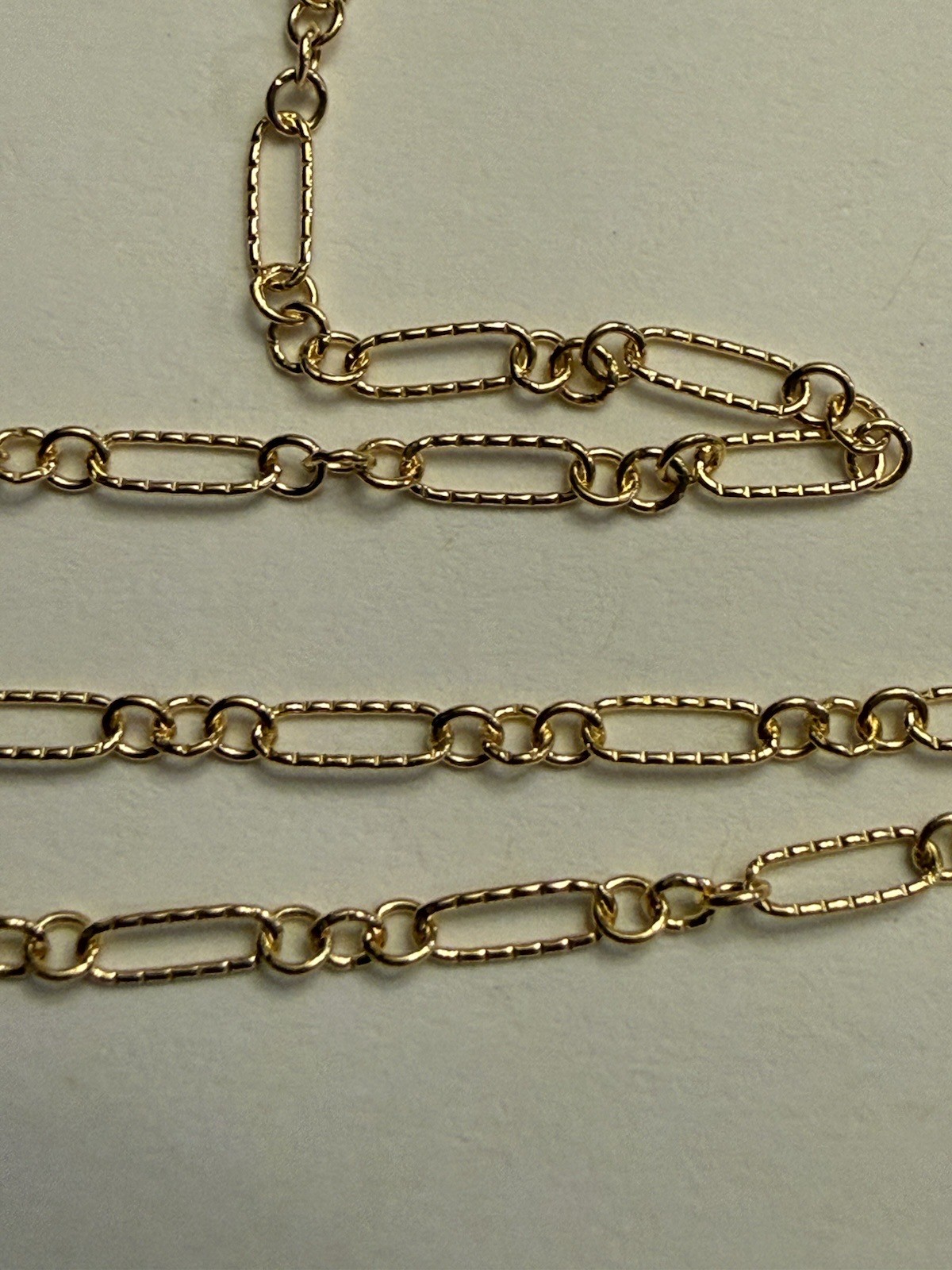 14kt gold filled 5.7x2mm long and short flat corrugated cable chain 5ft Sale