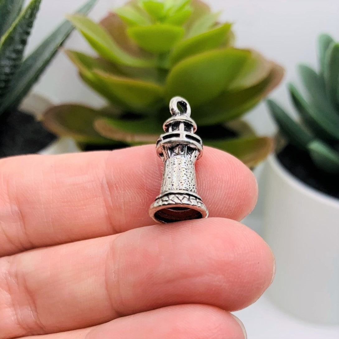 Silver Lighthouse 3D Nautical Charms, 21x10mm – US Seller
