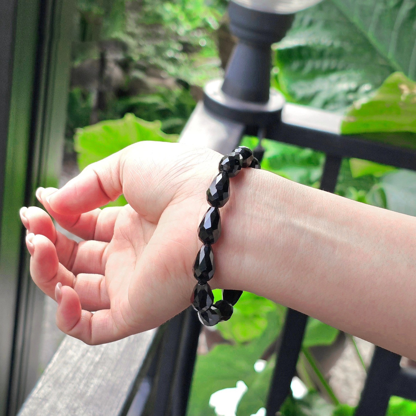 Kanchanaburi Thailand Bracelet Black Spinel Teardrop Shape Faceted 9.8 x 15 mm