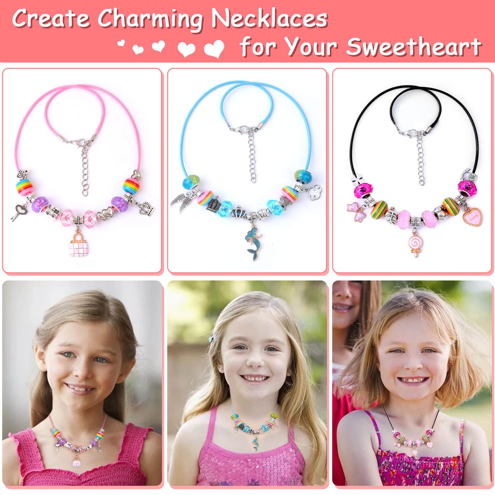 180 Pcs Charm Bracelet Making Kit for Girls, Unicorn Mermaid Multicolor