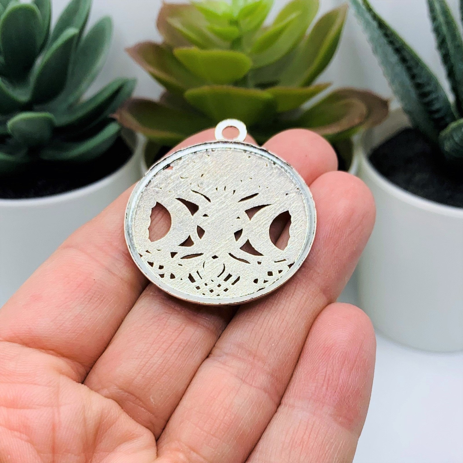 Large Silver Wiccan Goddess Charms, 39x34mm – US Seller