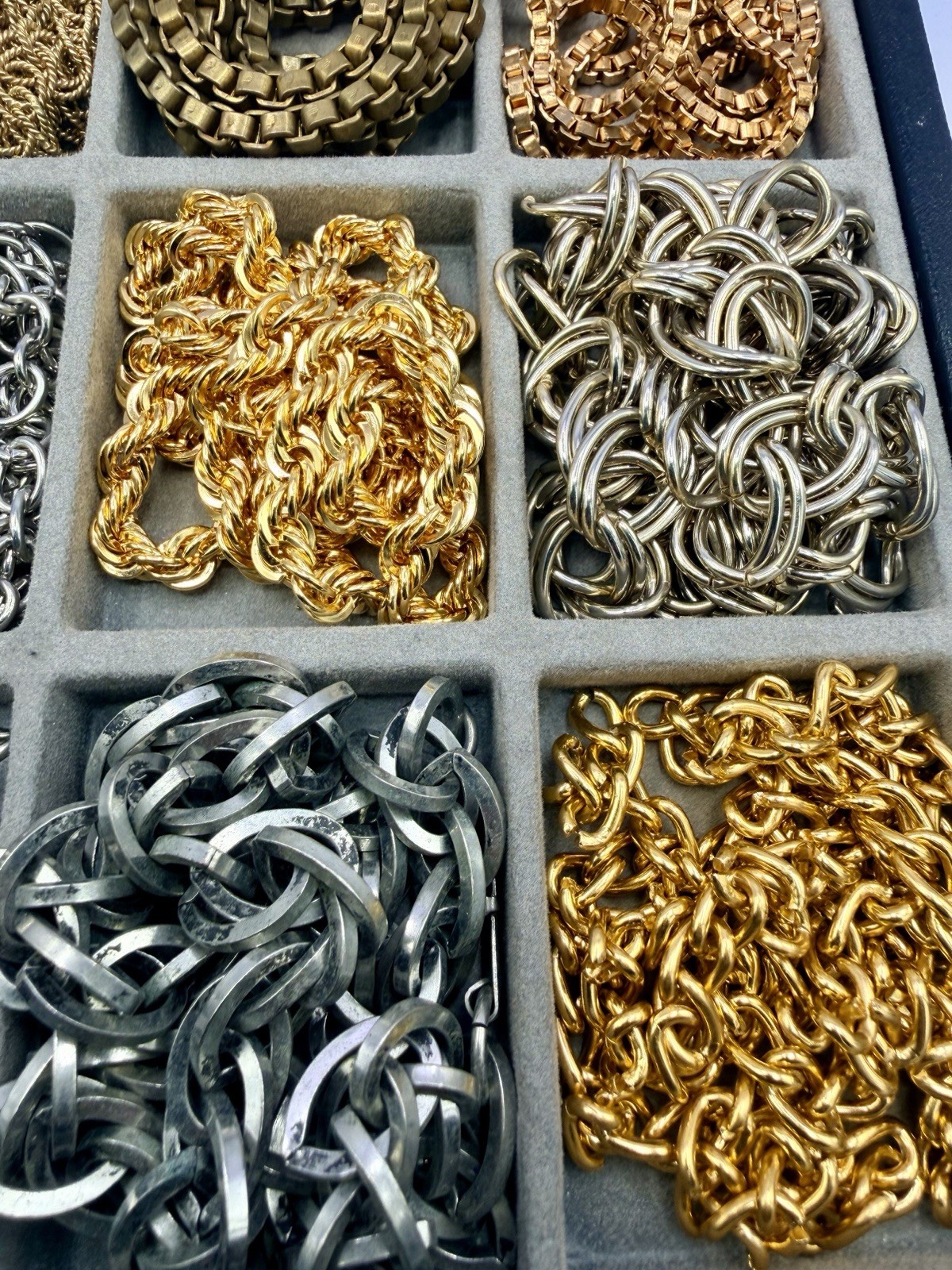 2.3 Lbs Chain Segments Vintage Chunky Gold Silver Mixed Styles Salvaged