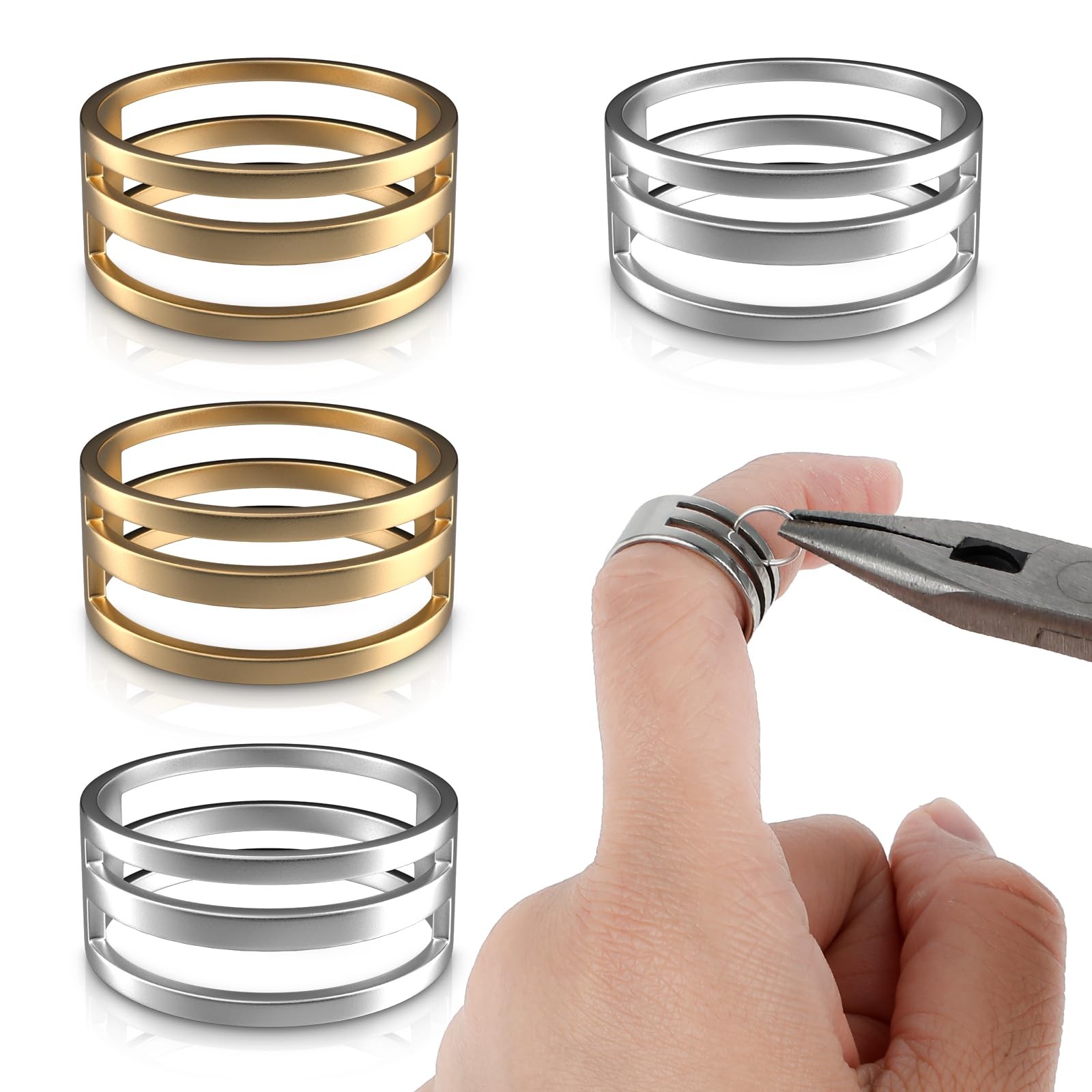 WLLHYF 4 Pieces Jump Ring Opening Tools Stainless Steel Circle Gold,Silver