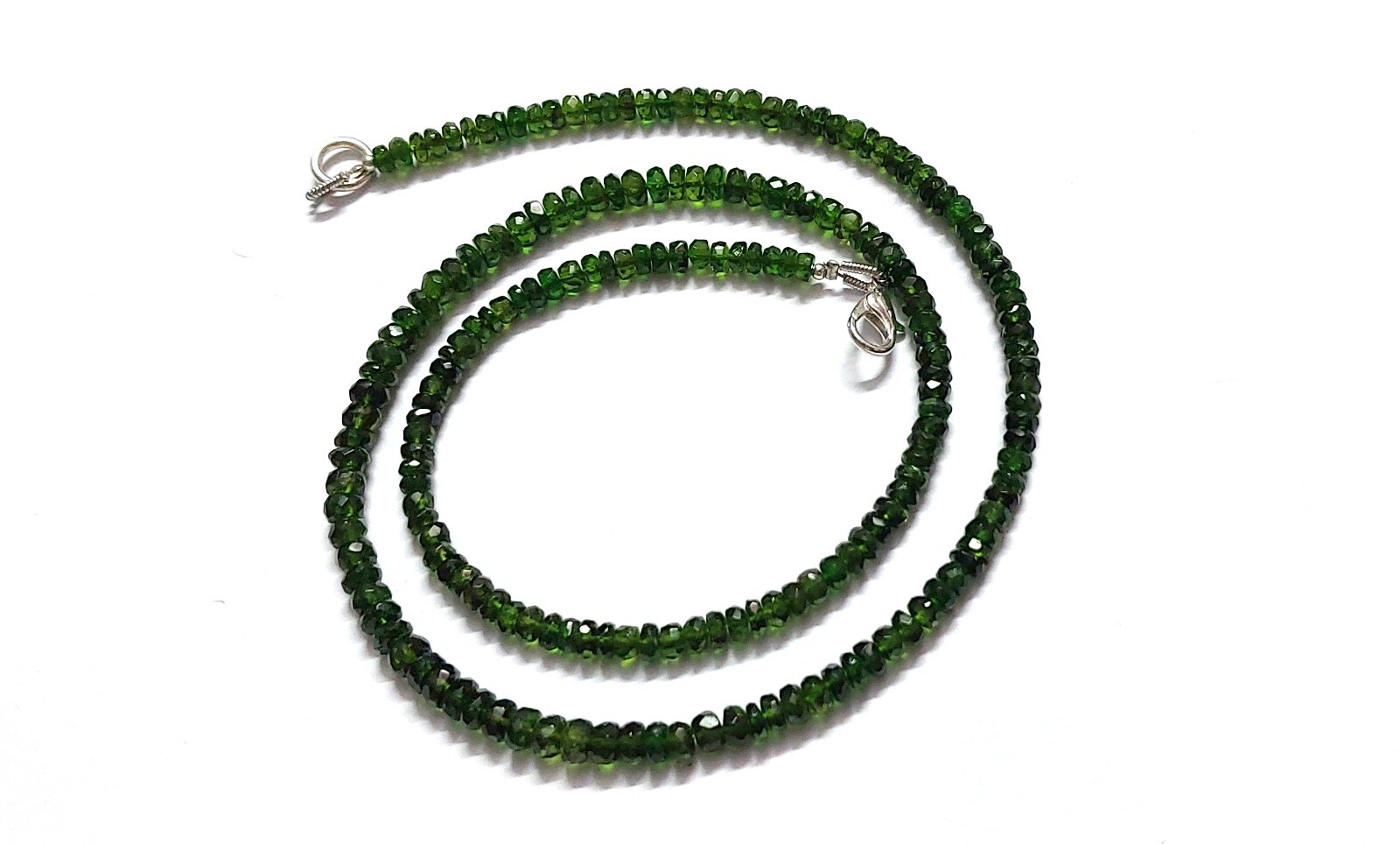 16″inch Chrome Diopside Necklace Rondelle Faceted 3-5mm Natural Chrome Diopside