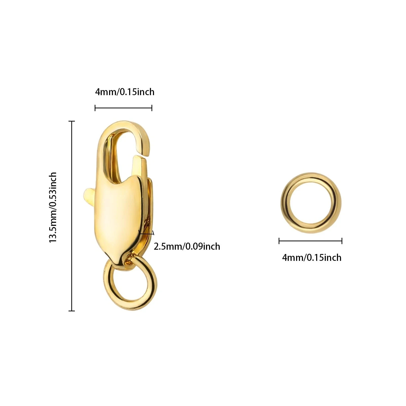 10Pcs 18k Gold Lobster Claw Clasp Filled with Closed Jump for Jewelry Making