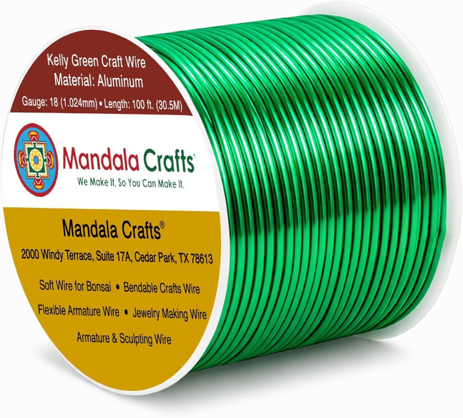 Commercial Grade 18 Gauge Aluminum Wire – 100 FT Kelly Green for Creative Crafts