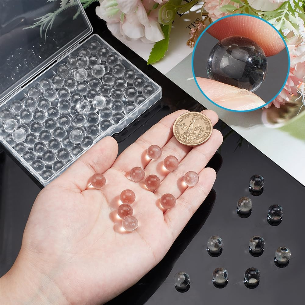 100Pcs Clear Glass Beads No Hole, 10Mm Transparent Glass Balls Beads Undrilled r