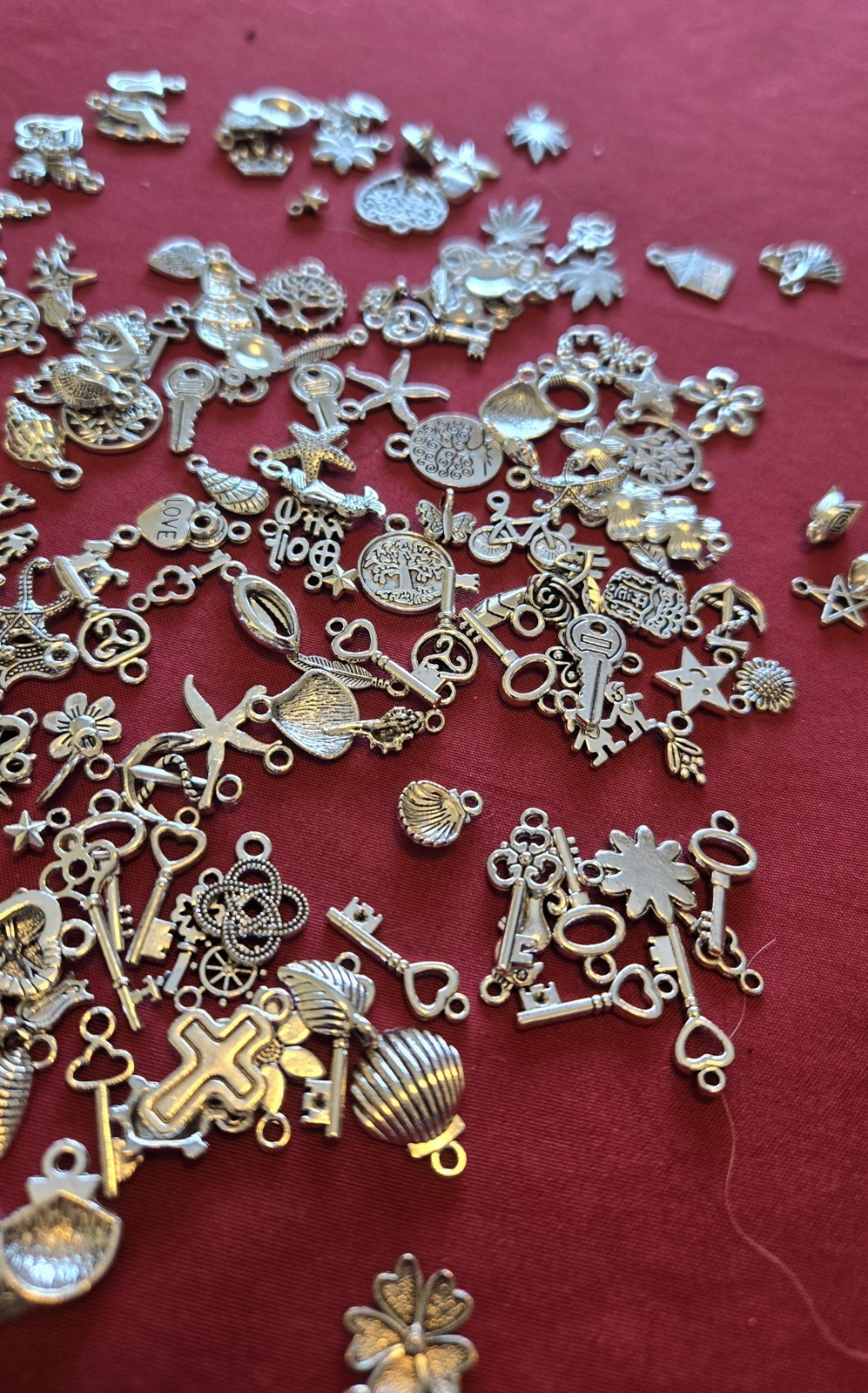 10 Mixed Charms Silver Pendants Random Mix