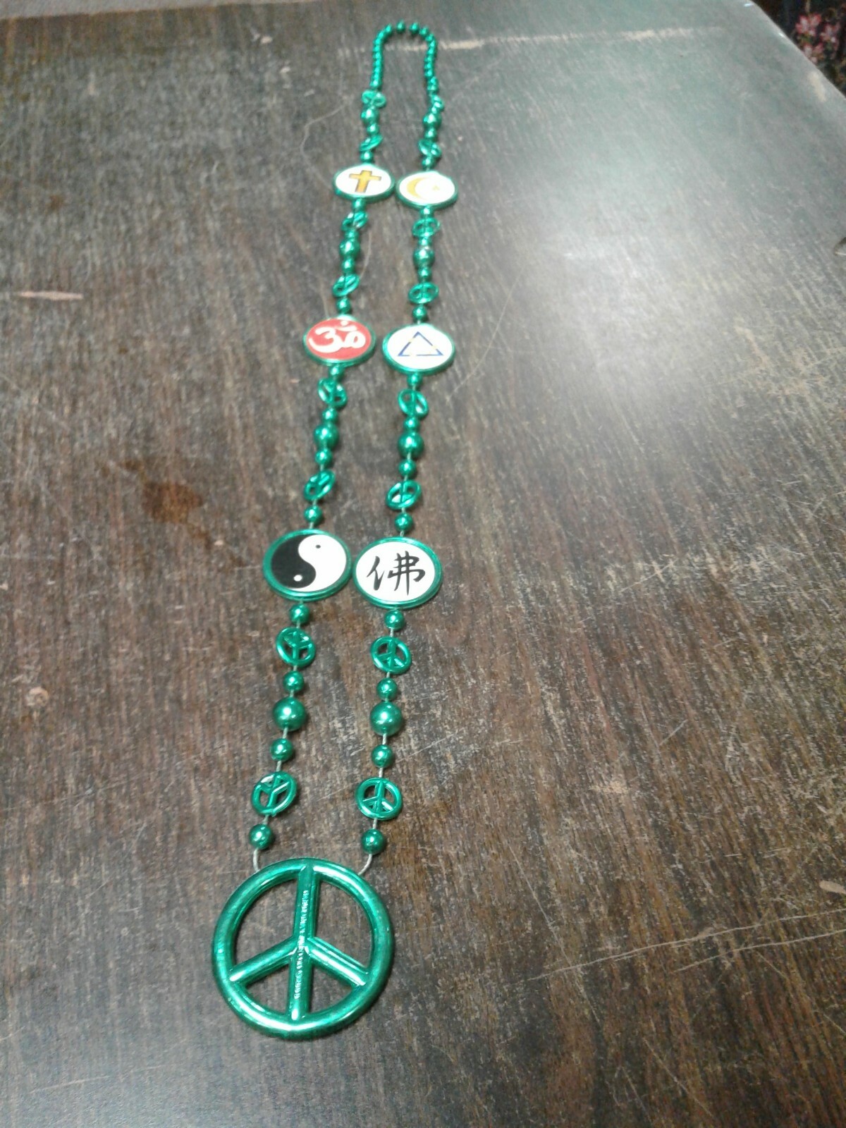 PEACE BEADS WITH ISLAM, TAOISM, JEWISH, CHRISTIAN,HINDUISM SYMBOLS SHOWING UNITY