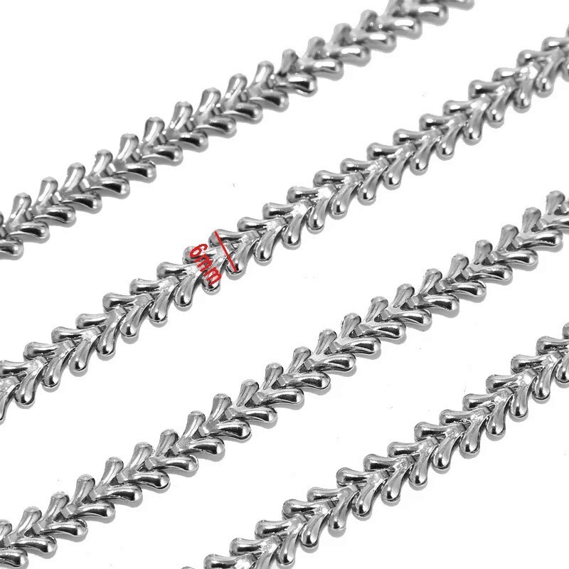 2meters Original Steel Silver Stainless Steel Heart Chains 6mm (Never Tarnish)