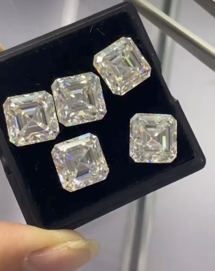 5Pcs Asscher Cut Diamond Natural White Color VVS1+1 12.50Cts Gemstone 7.5X7.5 mm