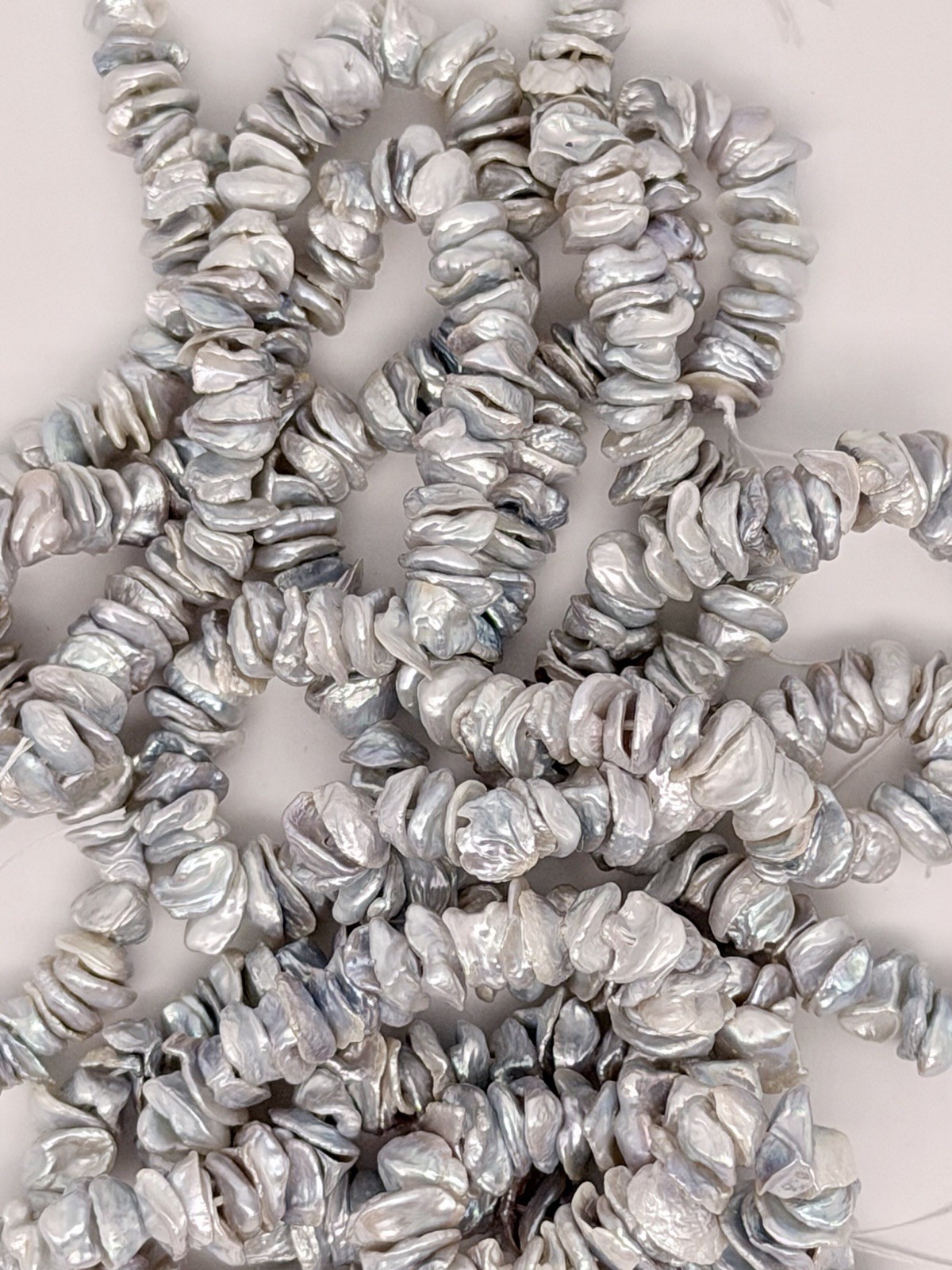 16” Strand Of 5mm Keishe Pearl Beads Fresh Water Pearls Silvery Grey Jewelry Art