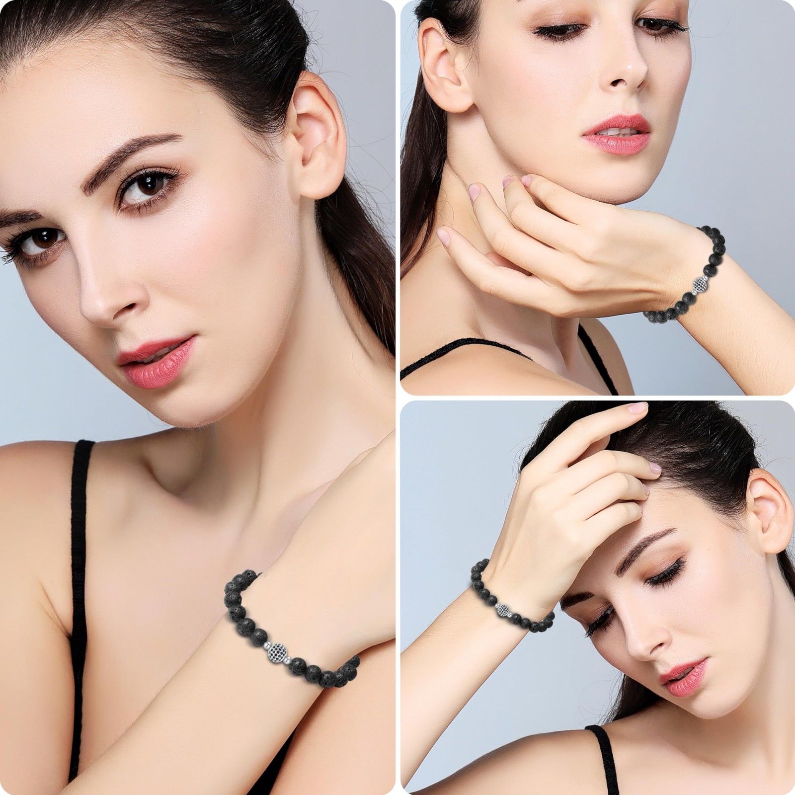 Handmade Original Healing Crystal 8MM Gemstone Stretch Bracelet for Women w – 02