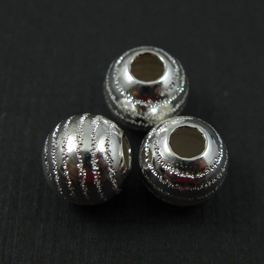 925 Sterling Silver Findings-Fine Textured Round Beads-Spacers-8mm -Per 2 pcs