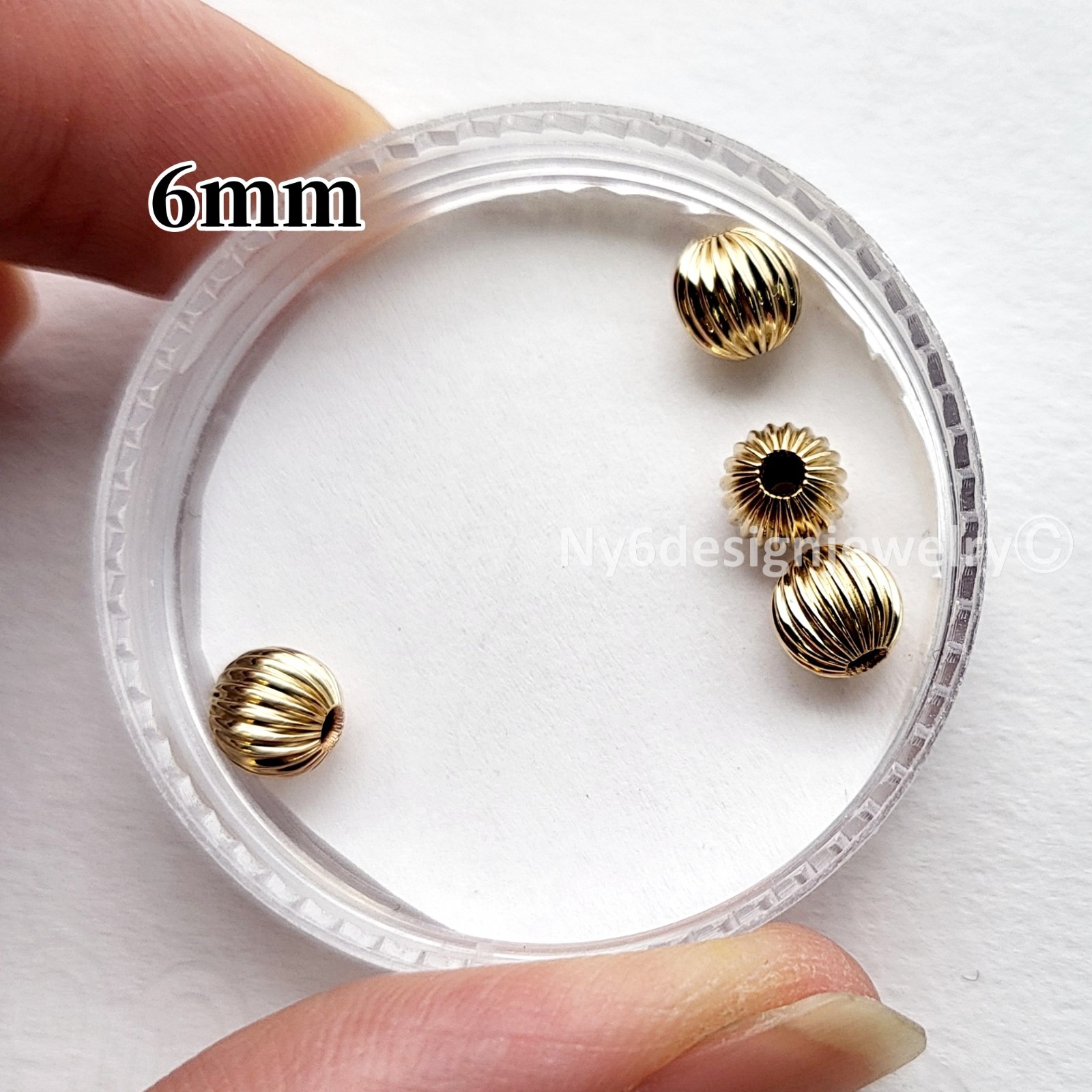 14K Gold Filled Straight Corrugated Round Beads Jewelry Making 3mm 4mm 5mm 6mm
