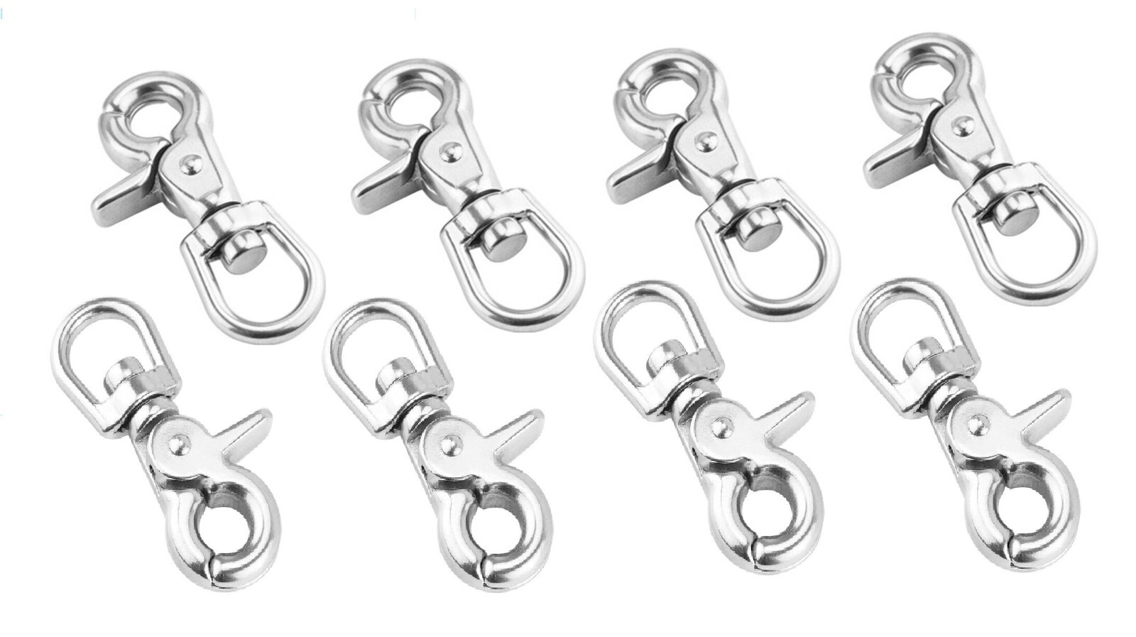 8 Pcs Nickel/ Silver Swivel Trigger Clips Snap Hooks Lobster Clasp Keychain