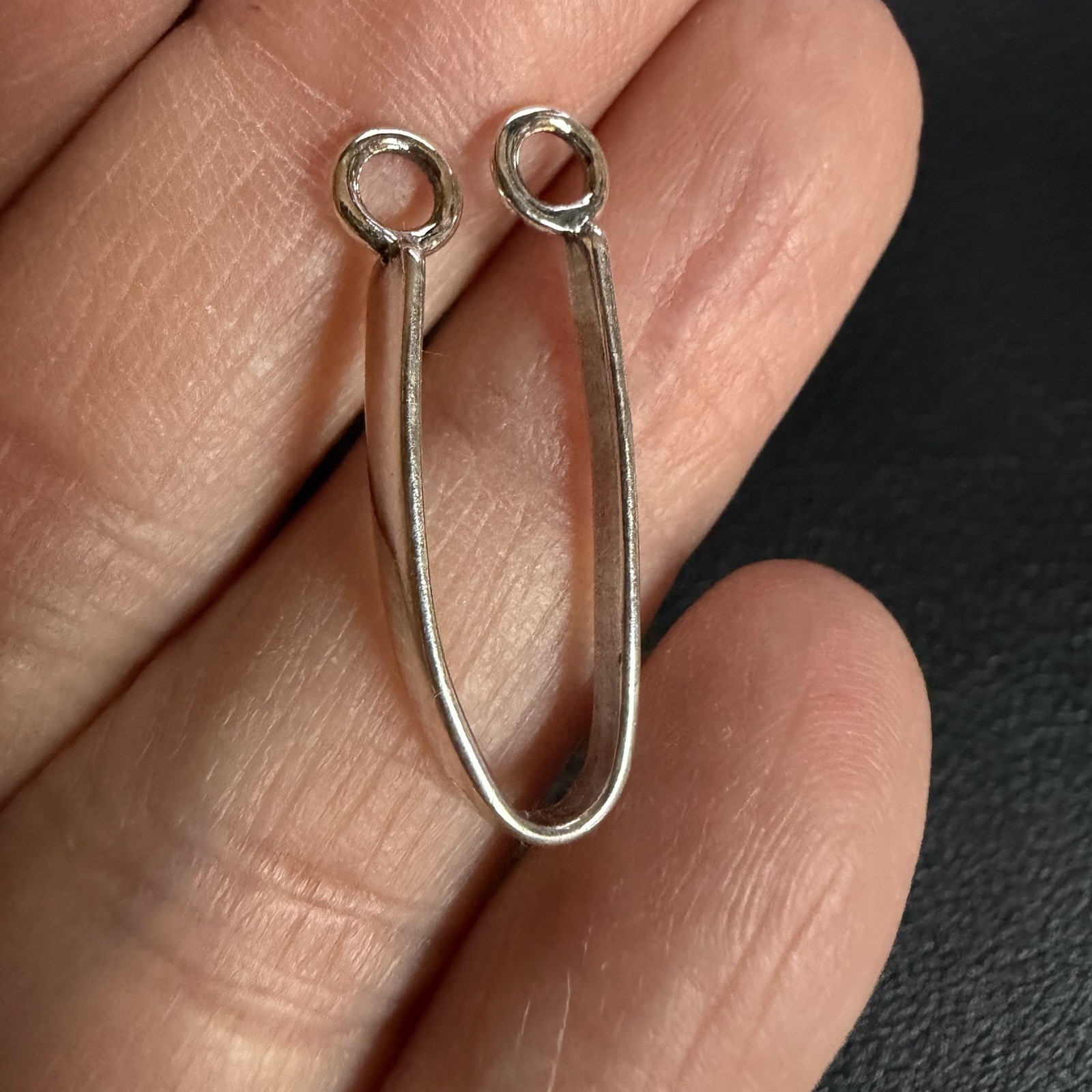 Sterling Silver 925 Donut Bail Pendant 25x5mm Simple Design
