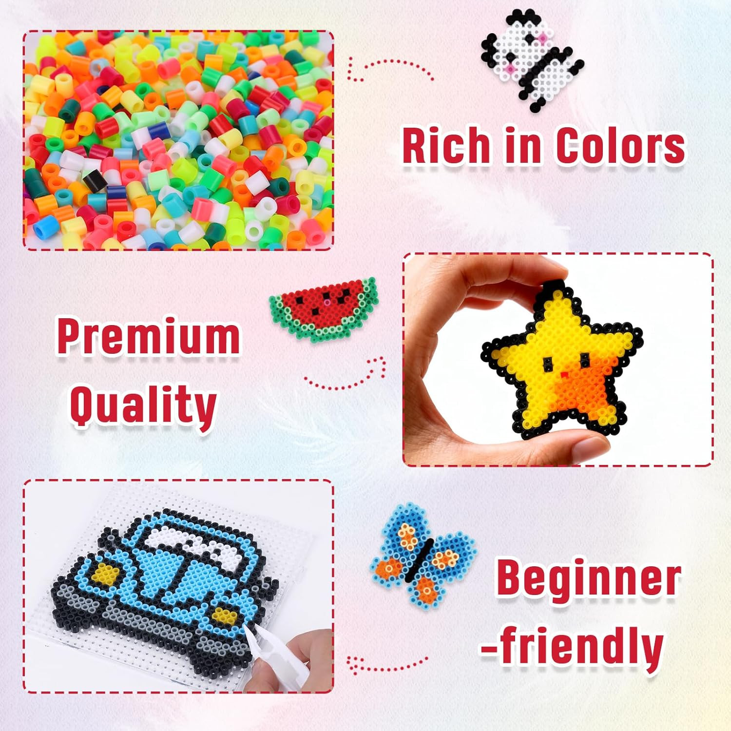 Fuse Beads Kit 24 Colors Melting Beads 21000 Pcs 5mm Beads with Over 80 Accessor