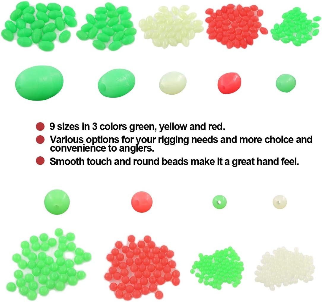 High-Quality Luminous Fishing Beads – 1050 Pcs Soft Plastic Assortment, 3 Colors