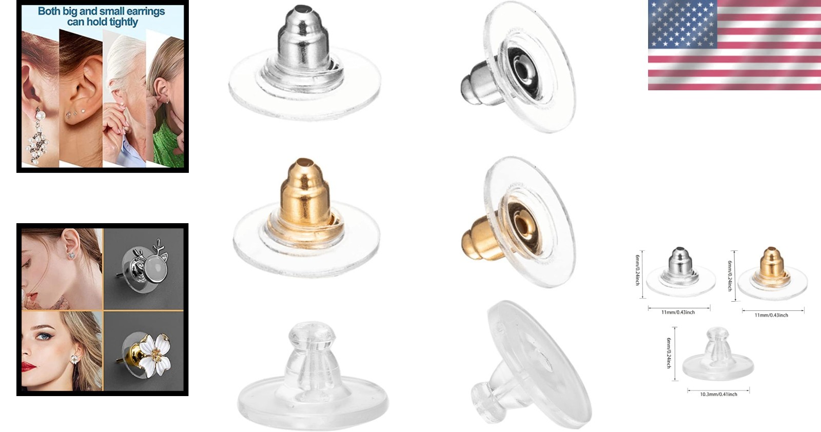Hypo-Allergenic Earring Backs – 150 PCS for Studs & Droopy Ears, Easy to Use