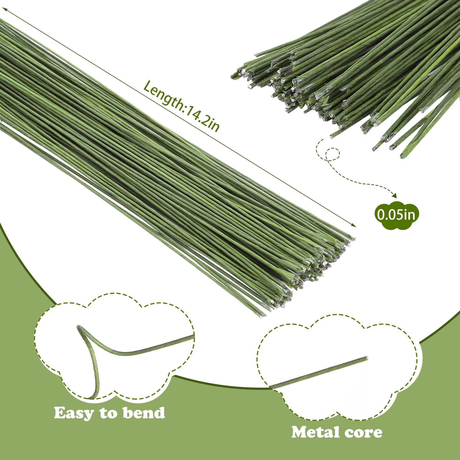 130 Pack Floral Wire 18 Gauge Crafts Florist Wire Stems Diameter 0.05In…