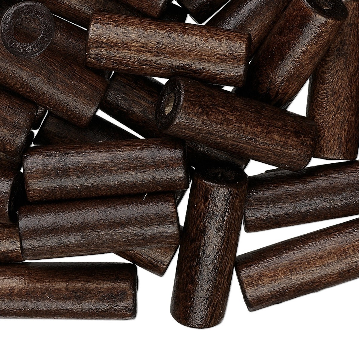 500 Dark Brown Chinese Leaf Box 20x7mm Wood Hand Cut Tube Beads with 2.9mm Hole