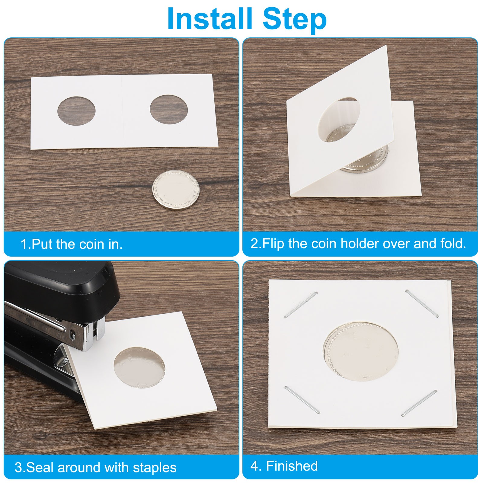 2×2 Coin Flips, 350 Pack 17.5mm Cardboard Coin Holder Paper Coin Holders, White