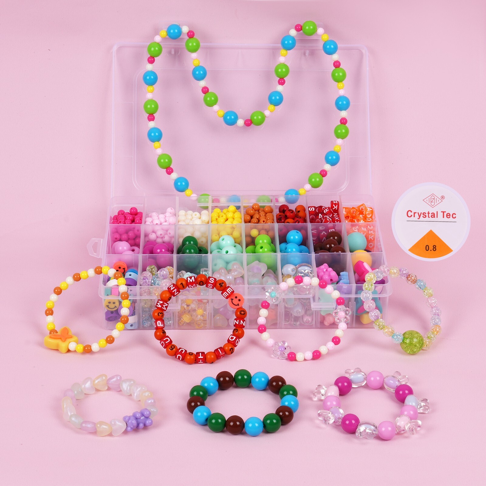 1000Pcs Bracelet Making Kit For Girls Kids DIY Beads For Necklace Jewelry Kits