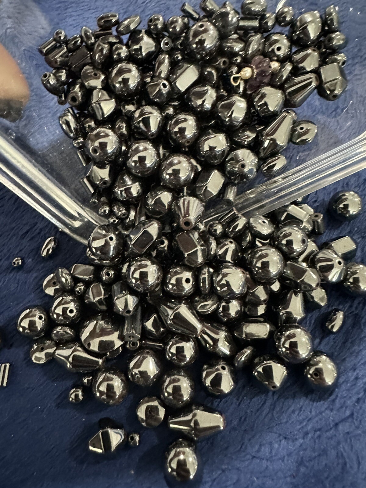 Preciosa Hematite Predrilled Bead Lot. 409g/.9lb. 3-9mm