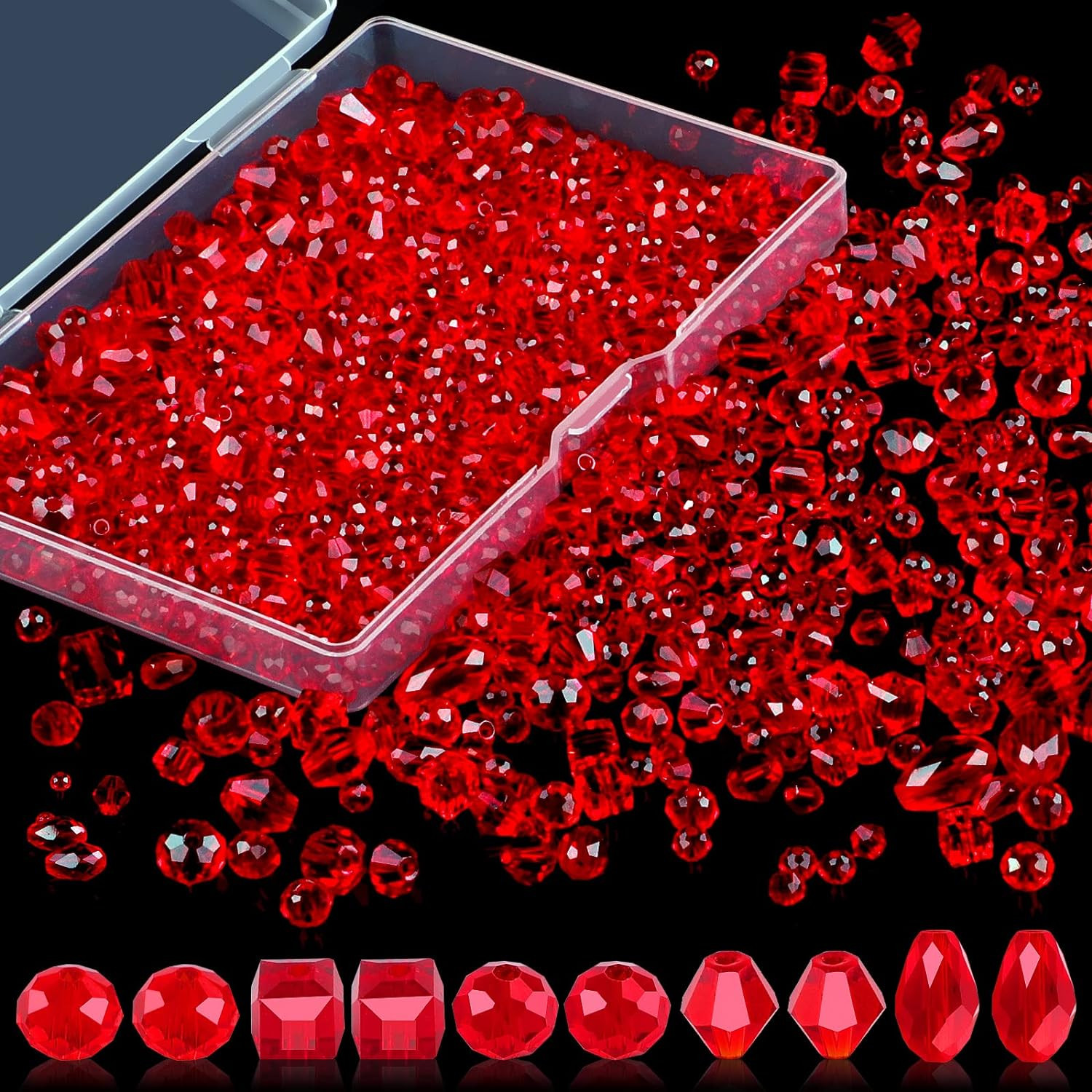Crystal Beads, 600 Pcs Glass Beads, Assorted Crystal Beads for Jewelry Making, R