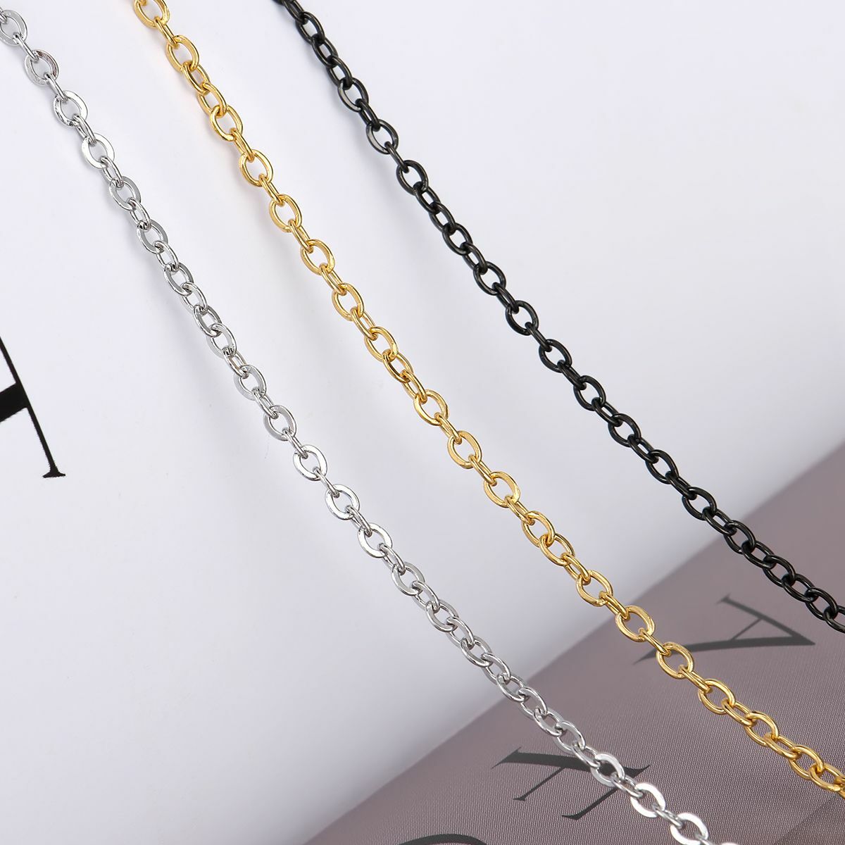 5m Bulk Stainless Steel Cable Chain Link for DIY Necklace Jewelry Making 3 Color