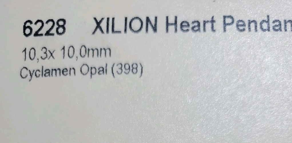 Swarovski 6228 10mm Heart Pendant Charm Cyclamen Opal (4pcs)