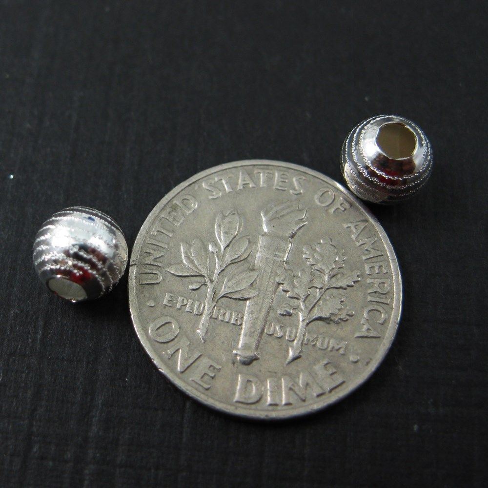 925 Sterling Silver Findings-Fine Textured Round Beads-Spacers-6mm- Per 5 pcs