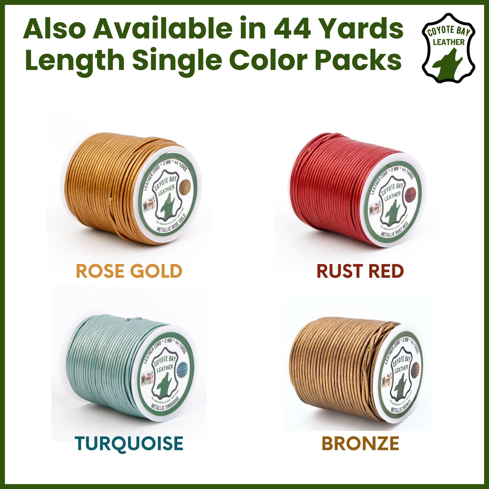Genuine Leather Cord In 4 Metallic Colors 11 Yards Each For Jewelry Making Craft