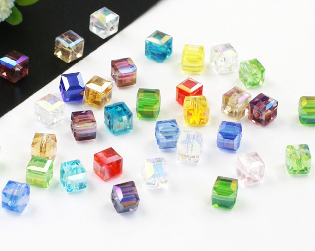 4mm 6mm 8mm Square Crystal Glass loose spacer Beads Jewelry Making Crafts Bead