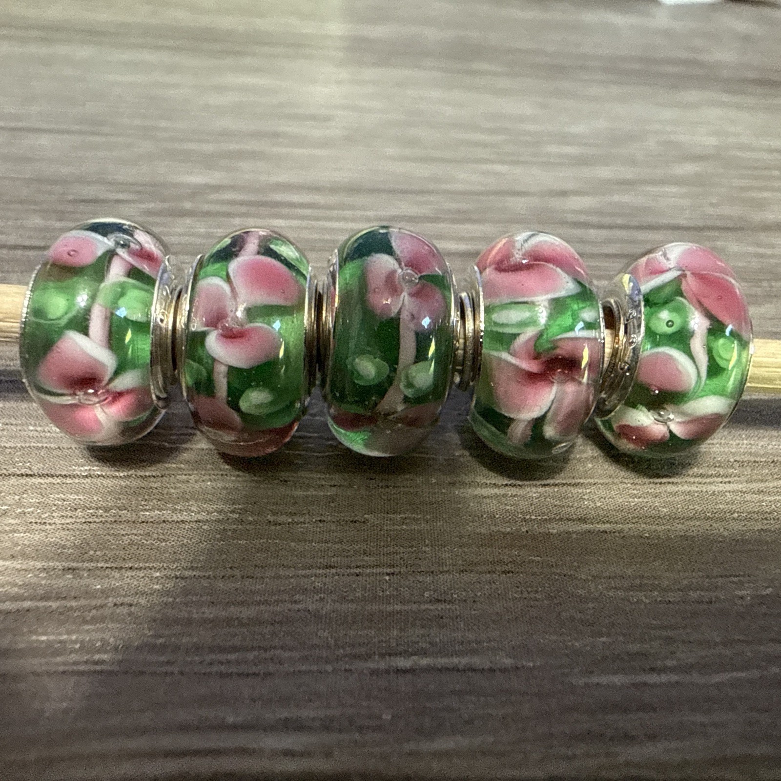 European Large Hole Beads Set Of 5. BH180