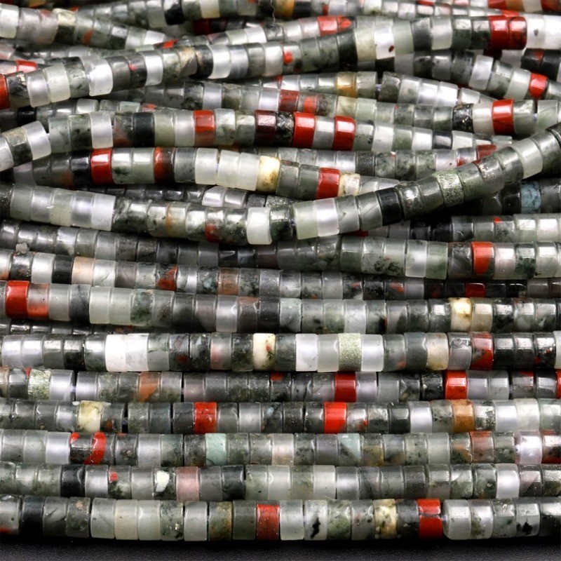 2x4mm Natural African Bloodstone Heishi Disc Spacer Beads for Jewelry Making DIY