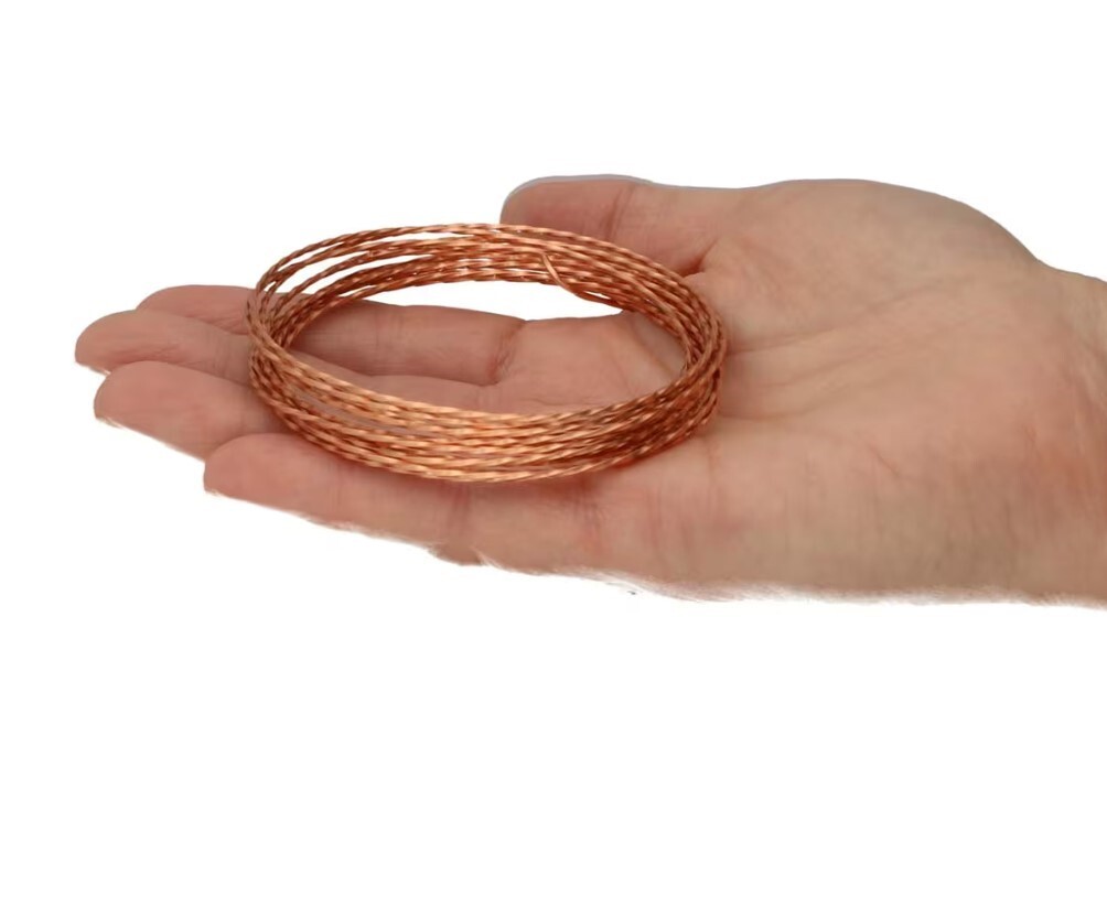 Wire, Twisted SQUARE Non Tarnish Natural Copper 18 Gauge Wrapping Wire 8 Feet