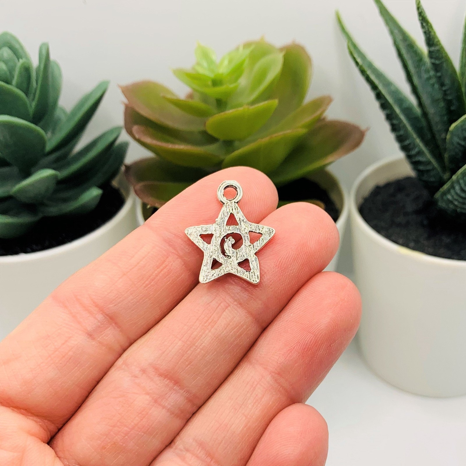 Silver Star Celestial Charms, 20x17mm – US Seller