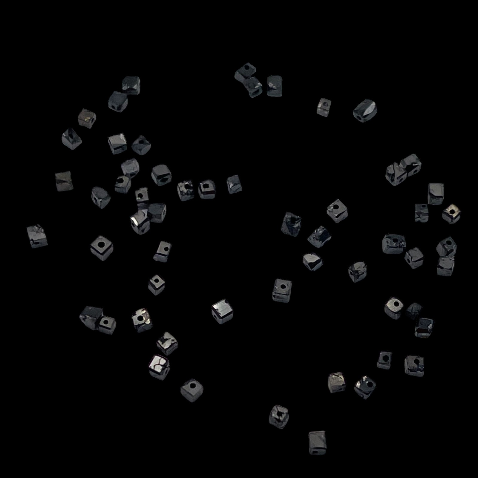 Natural Black Diamond Cube Tube 2.9cts Beads | 1x1mm to 2x1mm | 67 Beads |