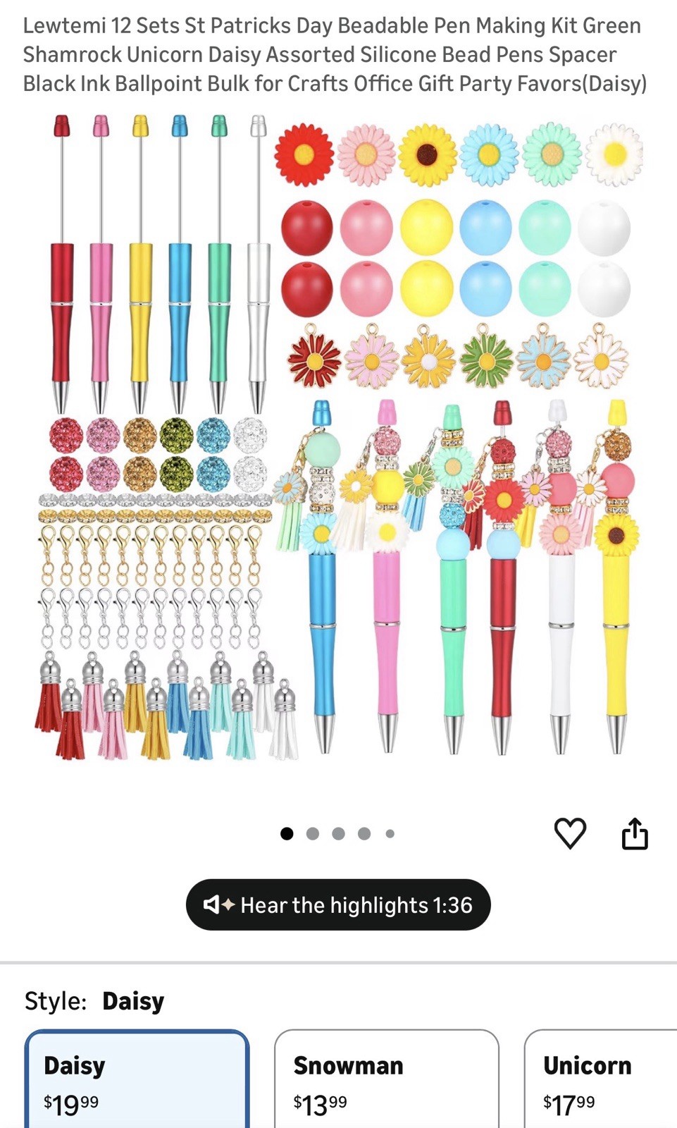 Beadable Pen Making Kit – 12 Sets Assorted Bead Pens, Silicone Beads Pens Spacer