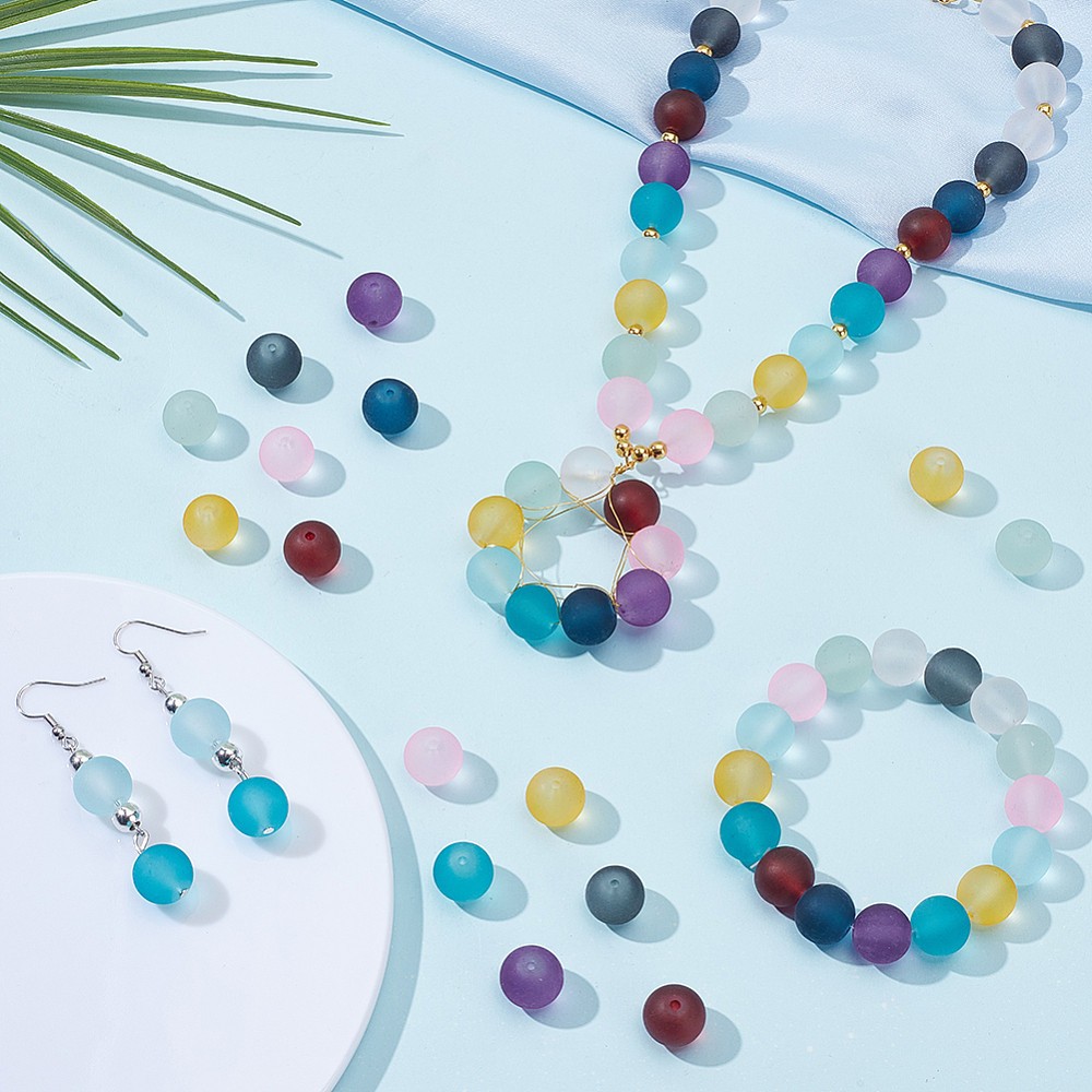1set 100pcs 10 colors Transparent Glass Beads Strands for Beading Jewelry
