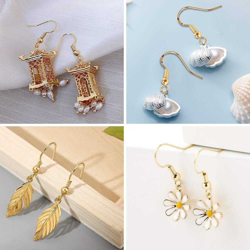 925 Sterling Silver Earring Hooks 200 PCS, Gold Earring Hooks for Jewelry Making