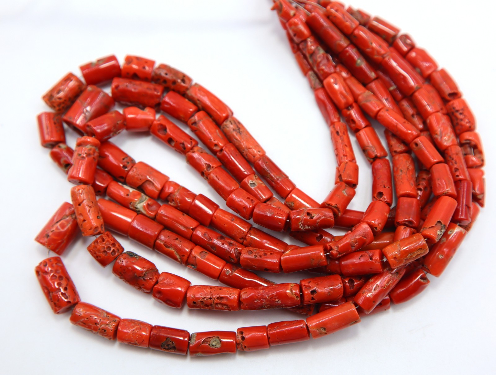 Italian Red Coral Smooth Beads Natural Coral Tube Gemstone Loose Jewelry Making