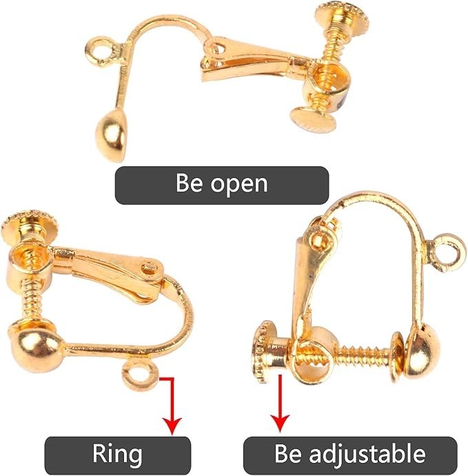 24 Pieces Clip-on Earring Findings Components Screw Back Ear Wire Non 4 Colors