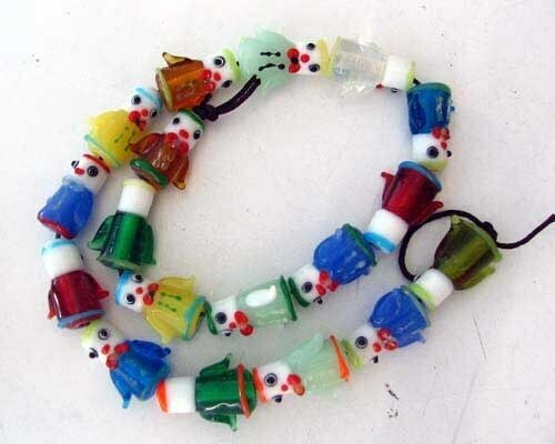 Hand Made Glass Lampwork People 23x25x12mm Bead Strand 107593