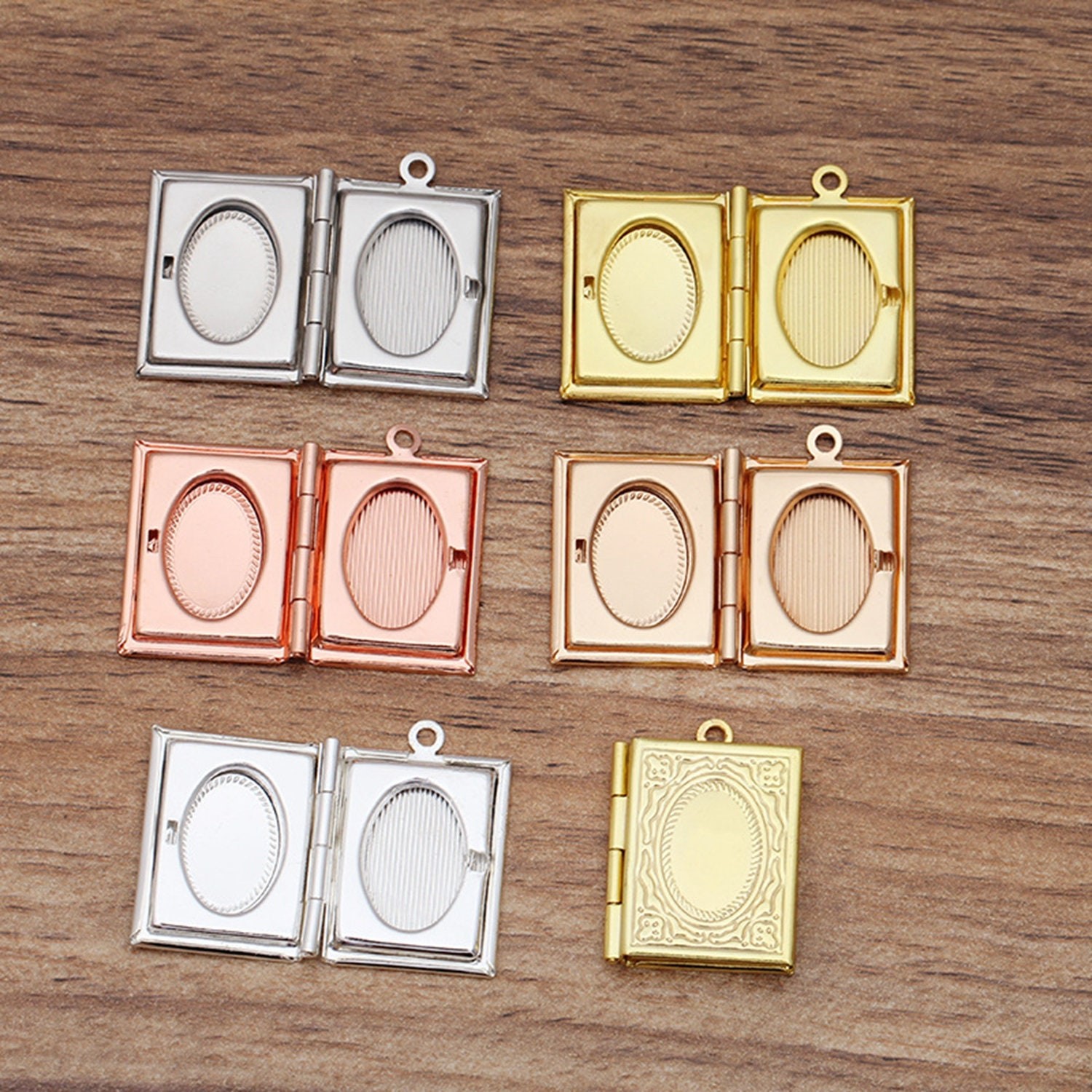 5PCS Brass BOOK Cabochon Locket Pendant, 19X26mm Multi Colors LMC07-04791