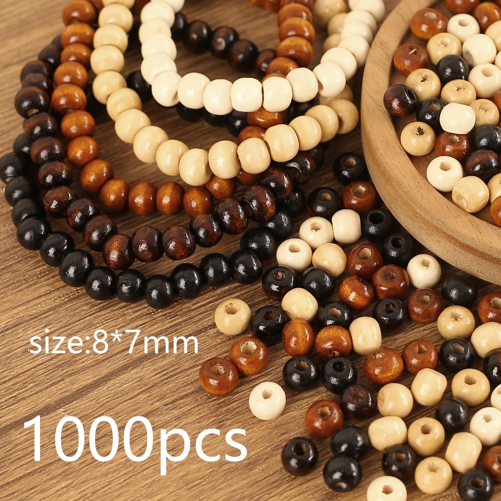 1000Pcs Natural Colors Wooden Beads Vintage Round Natural Brown Wooden Beads …
